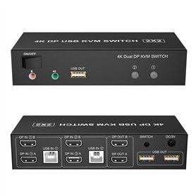 Commutateur KVM Dual Monitor DisplayPort 4K@60Hz Extended Display