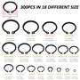 Circlip E-Clips Anneau de Retenue en Acier Carbone Bague de Retenue 18 Tailles 3mm-32mm avec Boîte 300 Pièces