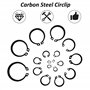 Circlip E-Clips Anneau de Retenue en Acier Carbone Bague de Retenue 18 Tailles 3mm-32mm avec Boîte 300 Pièces