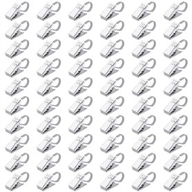 Pinces Rideaux Clips en Acier Inoxydable Crochets Rideau pour Anneaux Rideau Douche Partie Lumineuse Maison Décoration 60 Pièces