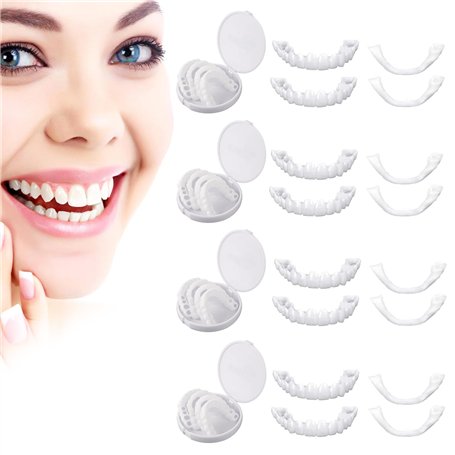 4 Pcs Dentier Provisoire Prothese Dentaire Dentier Fausse Dent Facette Dentaire A Poser Soi Meme Dentier Amovible Haut Et Bas Ap