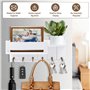KUOFANY Tableau à clés avec Rangement,Tableau à clés en Bois Blanc,Étagère Murale décorative en Bois avec 6 Crochets à clés,Tabl