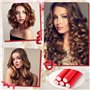 Bigoudis Magiques 40Pcs - Rouleaux Mousse Flexibles pour Cheveux Courts et Longs avec Peigne à Queue et Pince (Rouge)