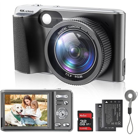 Digitai Appareil photo compact 4K pour photographie autofocus