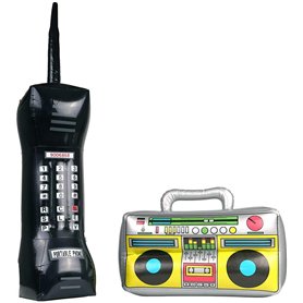 DERAYEE Lot de 2 boom gonflables pour téléphone portable rétro années 80 et 90 Accessoires de déguisement pour homme et femme