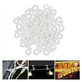 JoGoi Lot de 100 Crochets à Suspendre pour Guirlande Lumineuse de Noël Bardeau de Gouttière Crochets Extérieurs Blanc