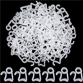 JoGoi Lot de 100 Plastique Crochets à Suspendre pour Guirlande Lumineuse de Noël Bardeau de Gouttière Crochets Extérieurs Blanc