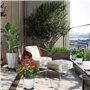 OUKEYI Lot de 6 supports de pot de fleurs ronds robustes en plastique pour intérieur et extérieur - 20 cm - Noir