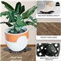 OUKEYI Lot de 6 supports de pot de fleurs ronds robustes en plastique pour intérieur et extérieur - 20 cm - Noir