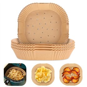 200pcs Papier cuisson air fryer，Papier Sulfurisé Air Fryer，Antiadhésive Paper Liner Accessoires Air Fryer，Carré Friteuse Airfrye