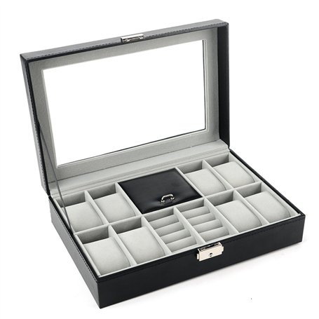 AUTOARK Cuir Boîte à Bijoux en montre verrouillable Organisateur