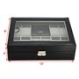 AUTOARK Cuir Boîte à Bijoux en montre verrouillable Organisateur,avec Dessus en Verre,Noir.AW-002