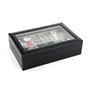 AUTOARK Cuir Boîte à Bijoux en montre verrouillable Organisateur,avec Dessus en Verre,Noir.AW-002