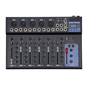 Table de mixage Bluetooth USB Live Studio Audio Table de mixage DJ Console Amplificateur 7 canaux pour réunion de famille