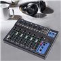 Table de mixage Bluetooth USB Live Studio Audio Table de mixage DJ Console Amplificateur 7 canaux pour réunion de famille, karao