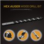 Lot de 8 Mèche à Bois Hélicoïdal, Hexagonal Foret À Mèche Set en Acier Carbone Spiral Trou Cutter Outil à Bois Kit, D'outils ave