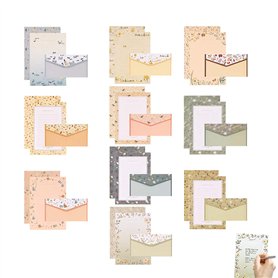 90 Pièces Papier à Lettre Ensemble Papier de Correspondance Lettre Enveloppe en Papier Ensemble de Papeterie Enveloppes Papier à