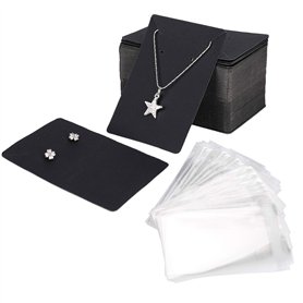 300 Pièces Carte Boucle d’Oreille Papier Kraft Carte Présentoir De Bijoux Support Et Pochettes Autocollantes Pour Affichage De B