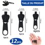 Fermeture Eclair, 12 Pcs Reparation Curseur Fermeture Eclair, Remplacement Instantané Universel Curseur Fermeture Eclair pour Ve