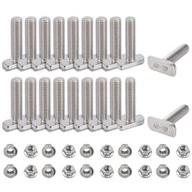 20 Pièces Vis à Tête Marteau m8 En Acier Inoxydable 10pièces Écrous Et Boulons De Serre En Aluminium Argenté Entièrement Filetée