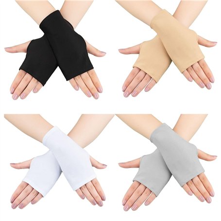 KAYEF 4 paires de gants de protection solaire doigts ouverts Gants femmes doigts ouverts gants UV Gants poignet légers doigts ou