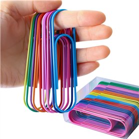 Attache-papiers jumbo colorée - Lot de 40-100 mm - Grande taille - Revêtues de vinyle - Fournitures scolaires et de bureau
