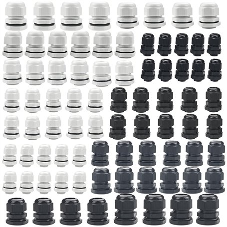 Lot de 80 Presse-Étoupes IP68 Réglables - Joint de Câble en Plastique 3-15 mm - Connecteurs en Nylon avec Joints