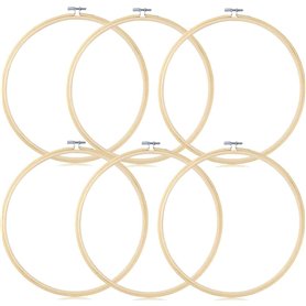 TOKERD 6 pièces 20cm Cercle à Broder Bambou Anneau de Broderie Bois Réglable Cerceaux de Broderie Rond Cross Stitch Hoop Set Cer