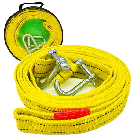 Feeziloe – Sangle de remorquage haute résistance avec deux crochets de sécurité en D pour treuil
