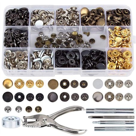 140pcs Boutons Pressions Métal