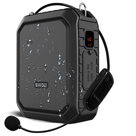 SHIDU Amplificateur de Voix sans Fil Haut-Parleur Bluetooth Système de sonorisation Portable étanche 18W avec Casque Micro sans