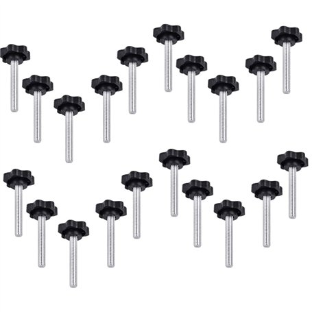 VIVIIHOO 20 Pièces Bouton à Vis Fileté M6 * 40 Étoile Poignée Tête en Plastique Écrou Vis de Serrage Acier pour Tour