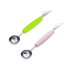 BOBOZHONG Couteau à découper 2 Pcs Outil de Sculpture de Fruits cuillère à Melon avec éplucheur de Fruits