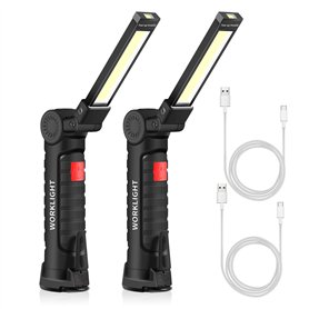 ONEVER Lampe torche rechargeable USB torche LED travail lumière Portable magnétique COB crochet suspendu pour lampe de réparatio