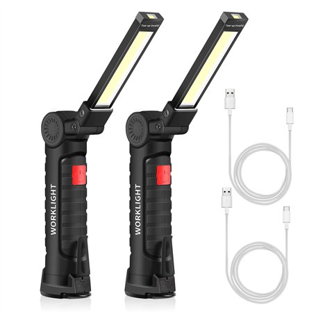 ONEVER Lampe torche rechargeable USB torche LED travail lumière Portable magnétique COB crochet suspendu pour lampe de réparatio