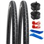 YunSCM Lot de 2 26 Pouces Pneus 26 X 1 3/8 ETRTO 37-590 et Lot de 2 Chambres à air 26 x 1 3/8 AV32mm Valve Compatible 26X1 3/8 P