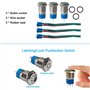 QitinDasen 3Pcs Premium 12V / 24V 3A Interrupteur à Bouton-Poussoir Auto-Bloquant, Commutateur Bouton-Poussoir 12mm, Vert LED In