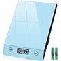 Balance de cuisine numérique en verre - 10 kg - Pour la cuisson - Fonction tare - Bouton tactile - Précision de 1 g - Bleu