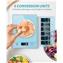 Balance de cuisine numérique en verre - 10 kg - Pour la cuisson - Fonction tare - Bouton tactile - Précision de 1 g - Bleu
