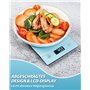 Balance de cuisine numérique en verre - 10 kg - Pour la cuisson - Fonction tare - Bouton tactile - Précision de 1 g - Bleu