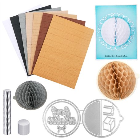 BAOFALI Lot de 9 blocs de papier alvéolé et grandes matrices de découpe rondes avec aimants blancs pour loisirs créatifs 3D et c