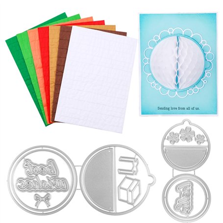 Lot de 9 blocs de papier nid d'abeille et matrices de découpe rondes avec aimants blancs pour loisirs créatifs 3D et cartes pop-