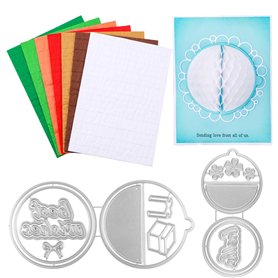 OTCRAFT Lot de 9 blocs de papier nid d'abeille et matrices de découpe rondes avec aimants blancs pour loisirs créatifs 3D et car