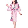 Dolamen Kimono Robe Filles, Filles Enfant Garçon Chemises de Nuit Paon et Fleurs, Robe Peignoir en Satin Pyjamas Natation Annive