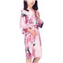 Dolamen Kimono Robe Filles, Filles Enfant Garçon Chemises de Nuit Paon et Fleurs, Robe Peignoir en Satin Pyjamas Natation Annive