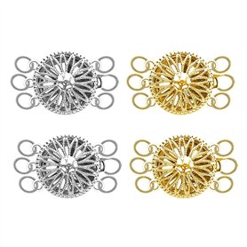 FDEETY 4 Pièces Lot de Fermoir pour Collier Superposition 18K Goldplated Trois Anneaux Tournesol Fermoir Bracelet Multi Couches