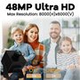 ELP Caméra USB 48MP Webcam 8K Caméra USB 6000P avec Objectif fisheye Grand Angle 200 degrés PC Lightburn pour graveur Laser Plug