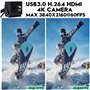 ELP Caméra HDMI 4K USB 3.0 HDMI Sortie simultanée PC 60fps Vidéoconférence 2X Caméra Zoom numérique Objectif 120 degrés sans Dis