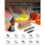 DaiWeier Affûtage Pierre Ensemble de 7 pièces Affûtage Pierre kit Base en Silicone Antidérapant et Bambou Antidérapante & Guide 