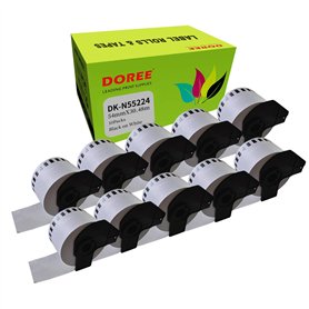 DOREE DK-N55224 DKN55224 Lot de 10 étiquettes blanches non adhésives pour Brother P-Touch QL-650TD